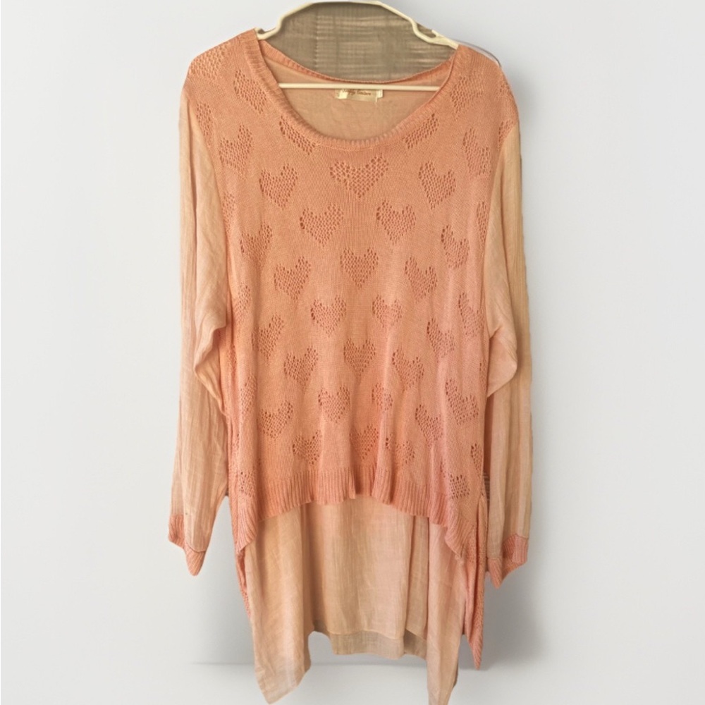 Valentines Pink Heart Pattern Womens Oversized Boutique Sweater